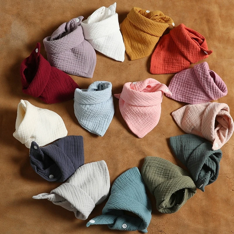 Bavoirs d'alimentation pour bébé, 5 pièces, serviette de salive pour écharpe TRIANGLE, Bandana, bavoir en coton doux, bouton-pression réglable, tissu de rot pour garçons
