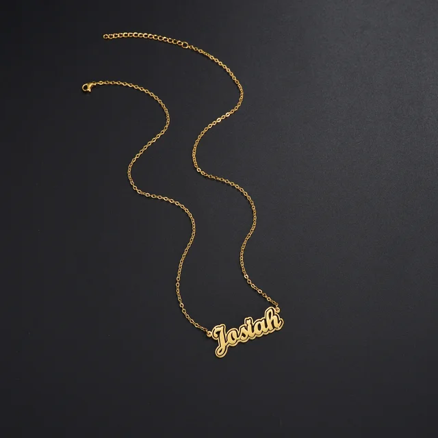 Collier avec Nom Personnalisé en Acier Inoxydable pour Homme et Femme, Lettrage de Document Noir, Bijoux à la Mode, Cadeau – Image 4