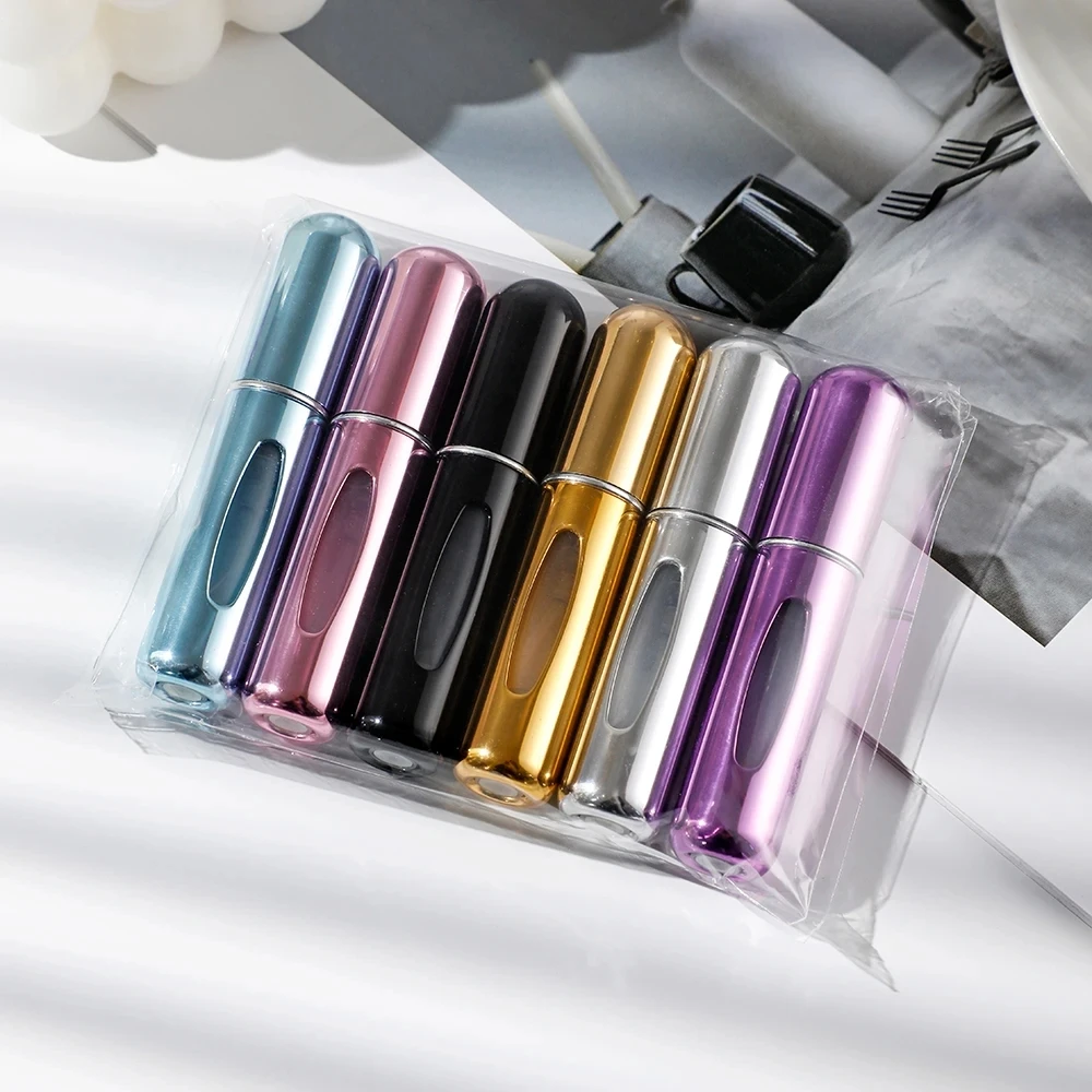 6 bouteilles de pulvérisation portables, taille voyage 5ml, ensemble de bouteilles de parfum à remplissage inférieur auto-amorçante