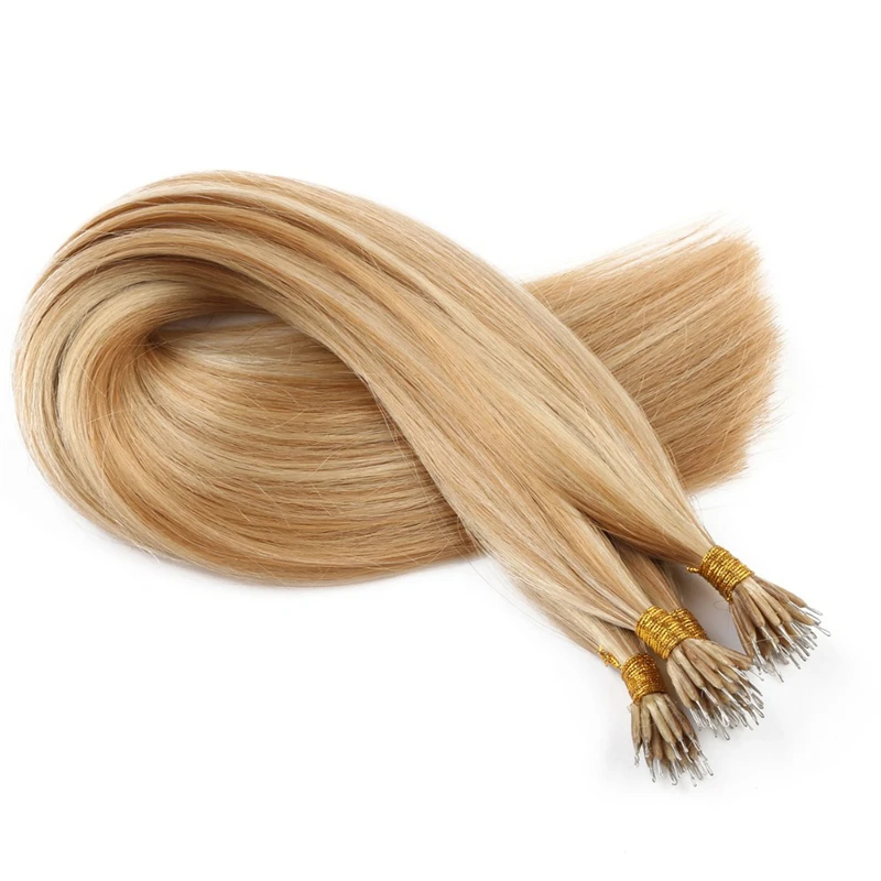 Remy Hair Nano Ring Tip Micro Beads Real Straight Piano Color Human Hair Extensions 14-30INCH Fusion Loop Hair Extensions