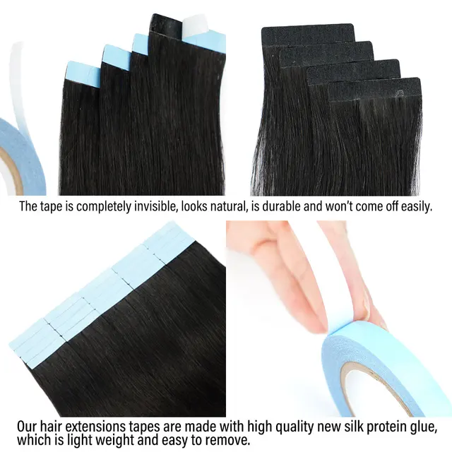 Veravicky Hair Tape In Hair Extensions Natural Human Hair Tiny Interface 4x0.8cm Skin Weft Remy 20pcs 16-24 inch For Thin Hair – Image 5