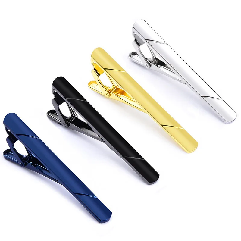 Pince à cravate colorée pour hommes, 5.8x0.6cm, fermoir à barre Simple en métal et cuivre, pratique, noir, bleu marine