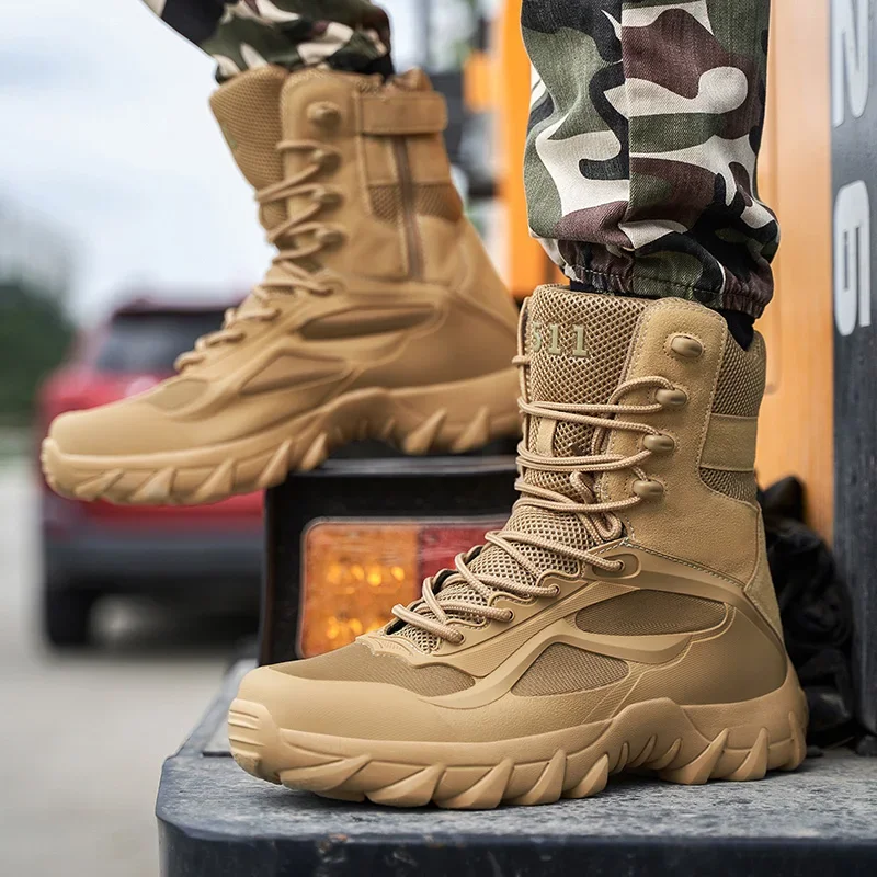 Bottes de Terrain des Forces Spéciales pour Homme, Chaussures d'Extérieur Légères et Antidérapantes, Automne