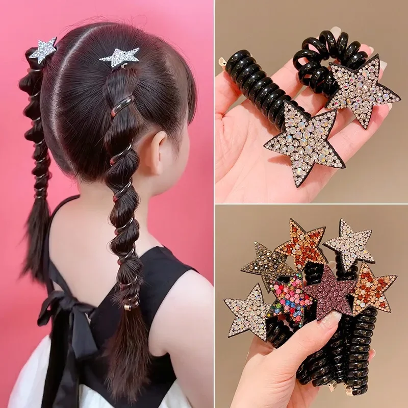 Chouchous élastiques pour enfants, couleur gelée, queue de cheval, bandes de cheveux, cravate en caoutchouc, fil de téléphone, accessoires pour enfants