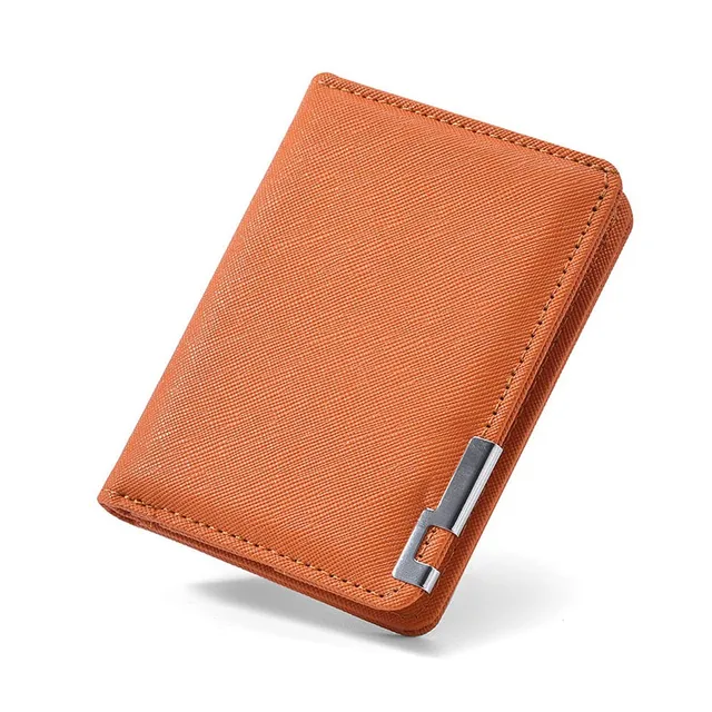 Portefeuille minimaliste en cuir PU rétro pour hommes, Orange, noir, gris, blanc, porte-monnaie Ultra fin, portefeuille mince à deux volets, pince à billets pour hommes et femmes – Image 5
