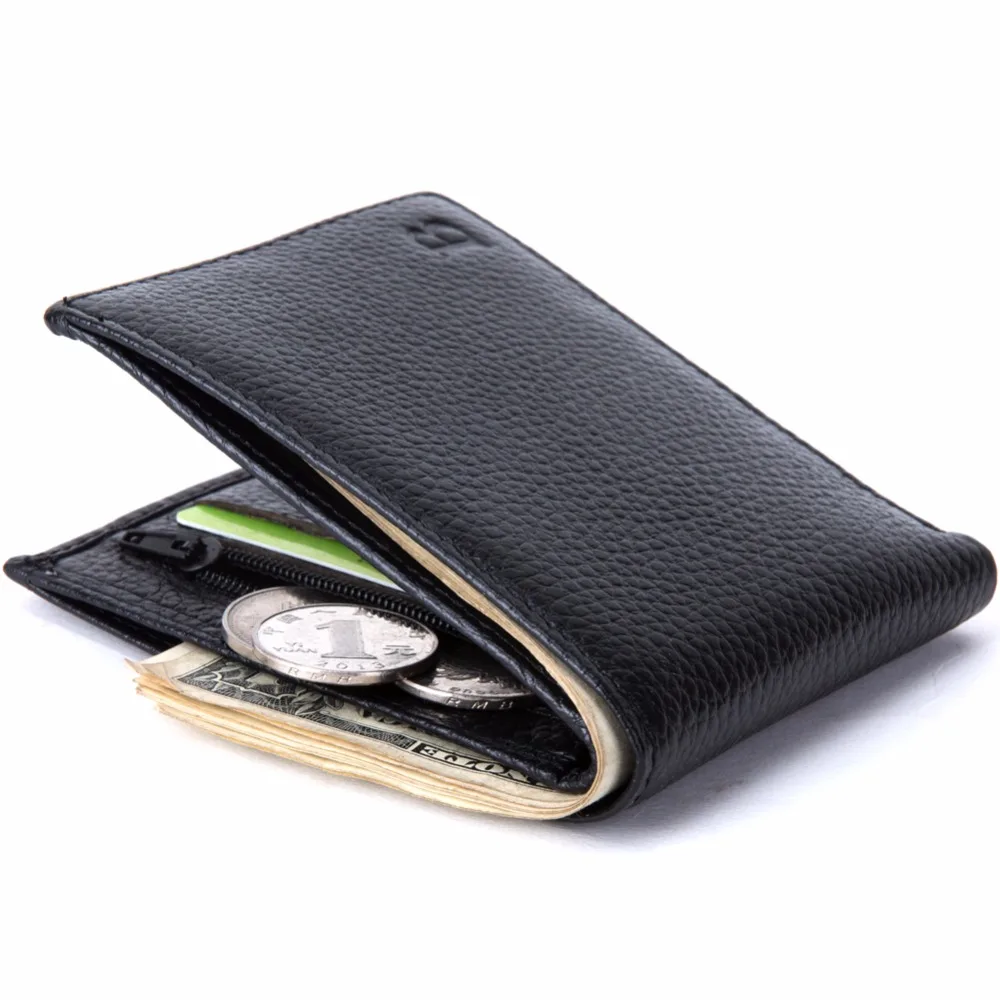Portefeuille en cuir véritable avec poche à monnaie pour homme, porte-cartes mince, sac à main fin, marque célèbre, mode, prix en dollars