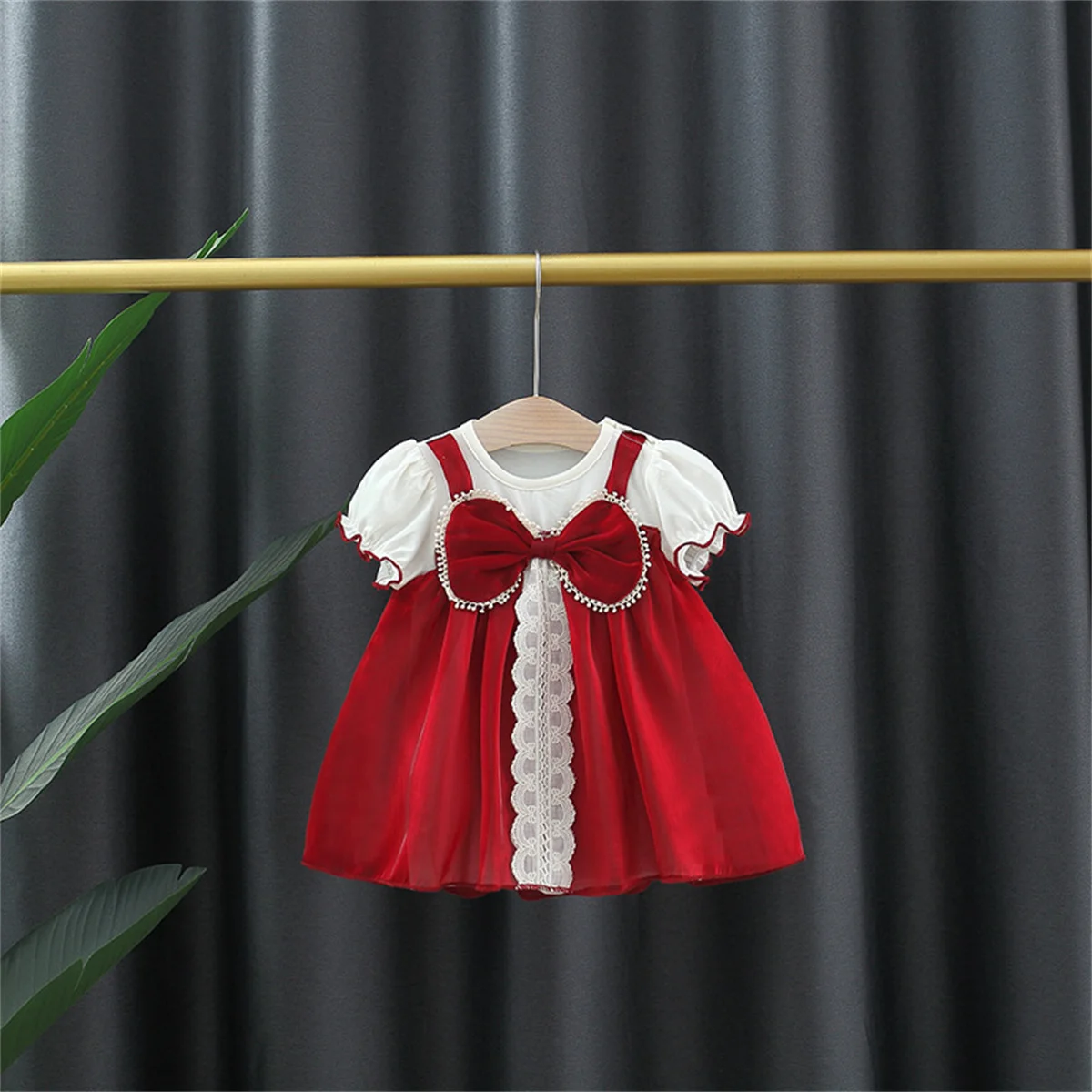 Robe d'été de princesse pour bébés filles, jupe à manches courtes avec nœud papillon, vêtements longueur genou, fête d'anniversaire, Noël