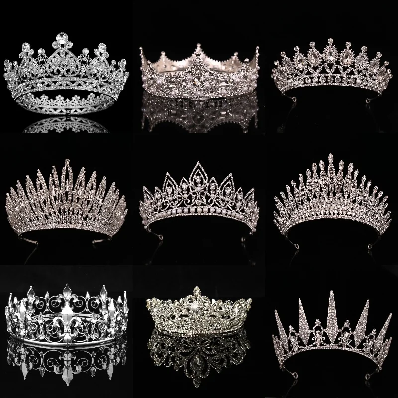 Couronne de mariage en or et argent, biscuits cristal, diadème de reine, diadèmes de princesse pour patients, bijoux de cheveux, accessoires de fête