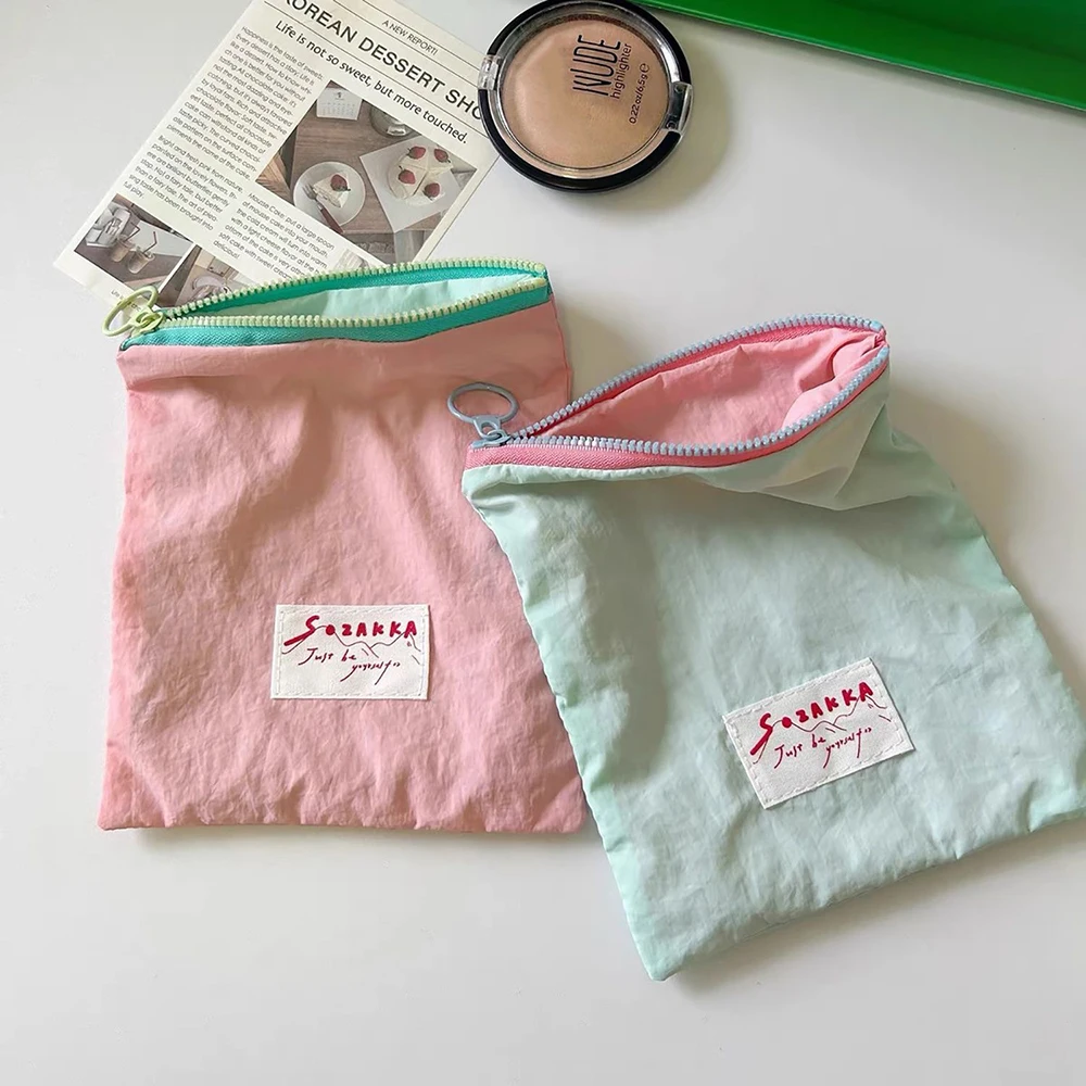 Mini sac de maquillage à fermeture éclair pour femmes, mignon, coréen Macarone rouge à lèvres, pochette de rangement pour cosmétiques, vente en gros
