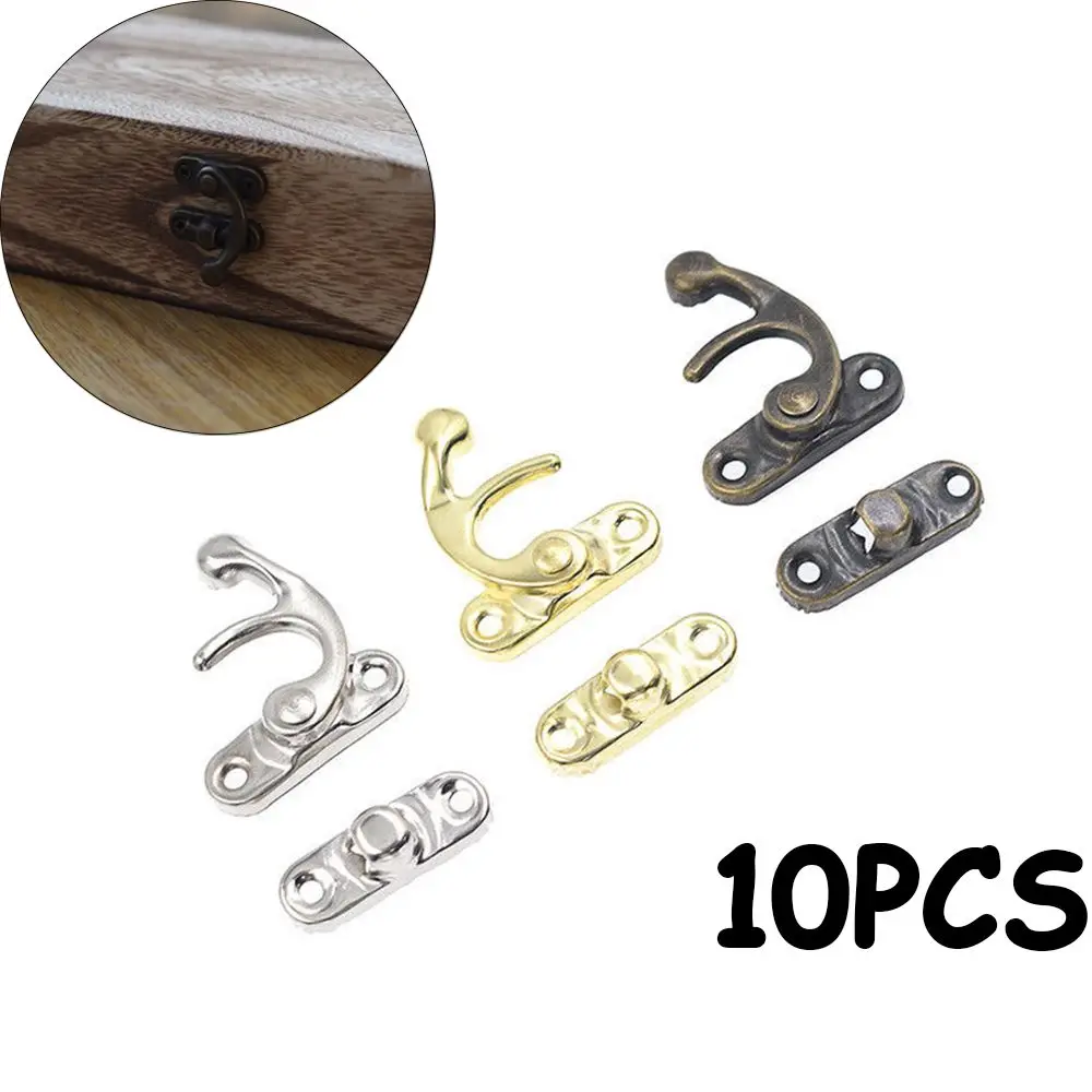 Loquet décoratif vintage en métal pour meubles, boîte en bois, fermoirs cadenas avec vis, 10 pièces