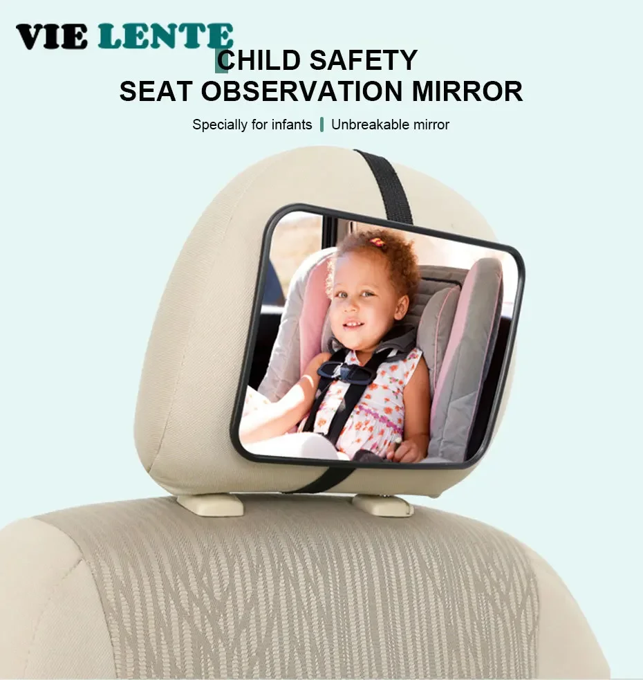 Rétroviseur de voiture pour bébé, miroir intérieur de sécurité, siège de voiture universel, appui-tête, moniteur de sécurité pour enfant et bébé, conduite