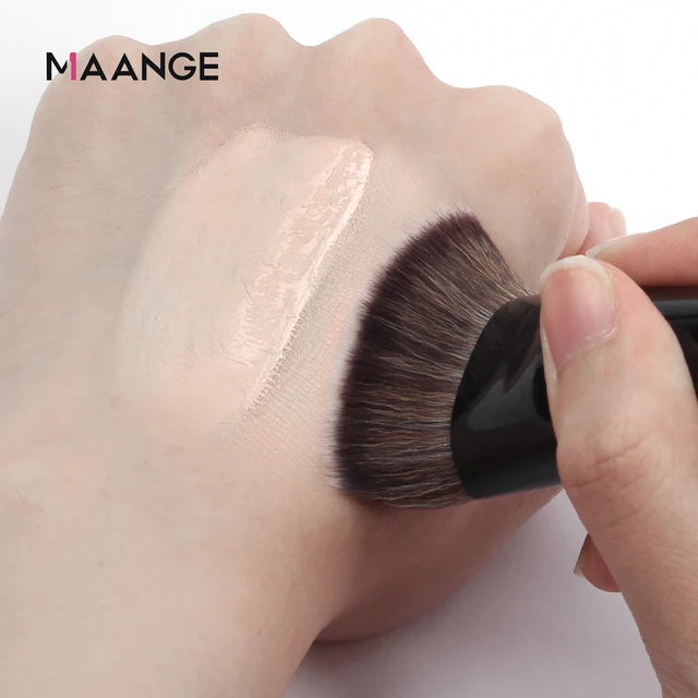MAANGE-Brosse à fond de teint à tête plate avec boîte, pinceau à fond de teint simple, tube plat et rond, correcteur de fard à joues en poudre, outil de maquillage doux pour la peau – Image 5