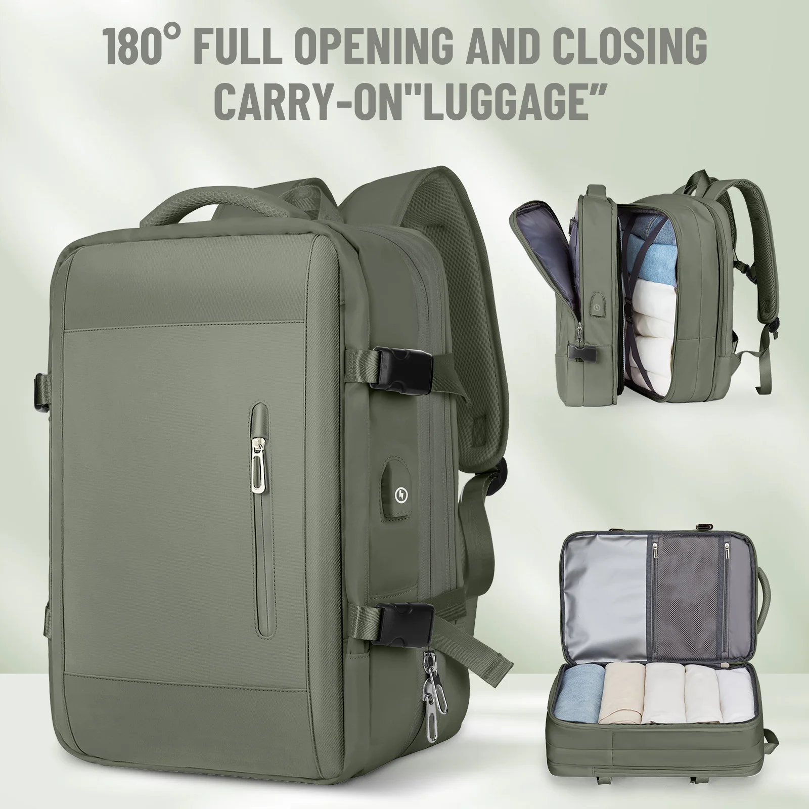 Sac à dos de voyage pour hommes, sac à dos d'affaires de grande capacité, sac USB extensible scolaire, sac pour ordinateur portable, sac à dos pour hommes, sac à dos de cabine