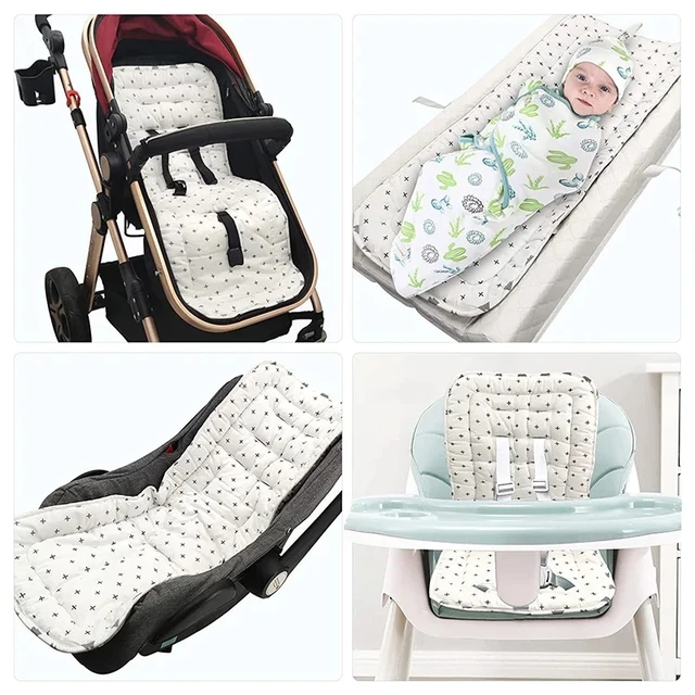 Coussin de poussette en coton pour bébé, confortable, quatre saisons, général, doux, tapis de siège pour enfant, coussin de poussette pour enfants – Image 2