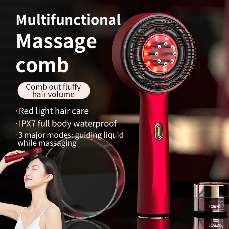Peignes de Massage pour le cuir chevelu, brosse de Massage pour le cuir chevelu, peigne à lumière rouge, thérapie, applicateur d'huile capillaire pour Anti-perte de cheveux