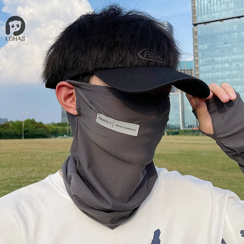 Masque de protection solaire d'été pour hommes et femmes, couvre-visage de cyclisme en plein air, document solide, cou rond, protection UV, écharpe bandana pour les oreilles