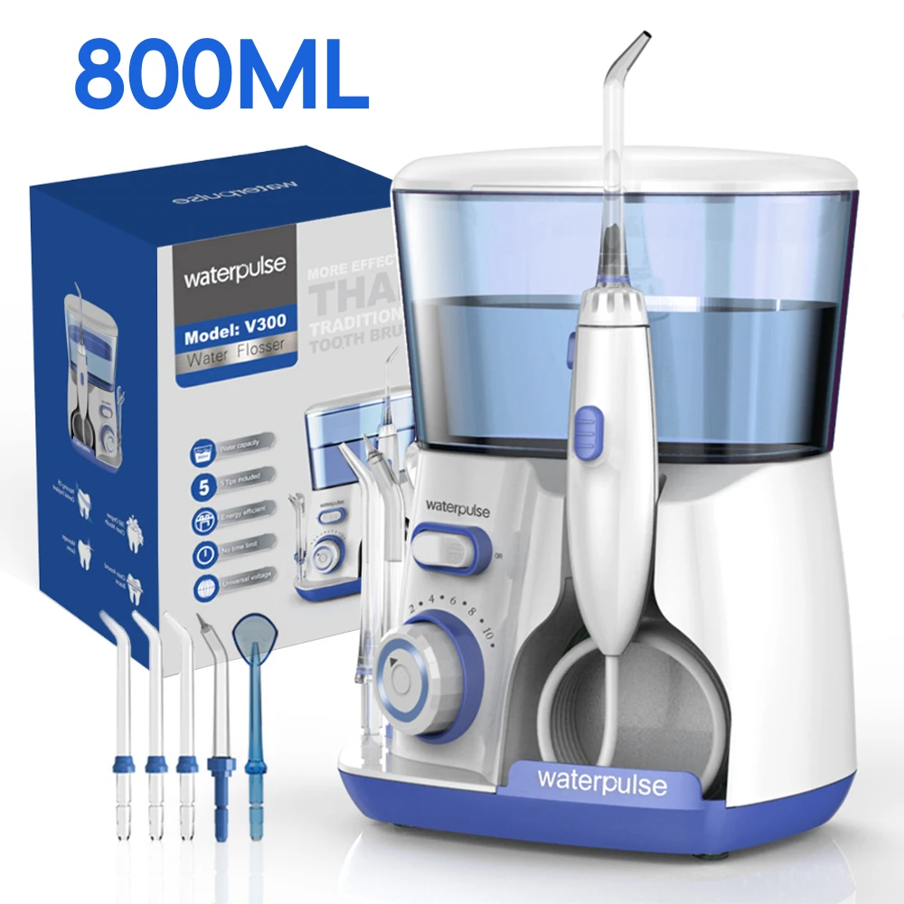 Irrigateur buccal électrique Waterpulse, 800ML, grande capacité, hygiène dentaire, nettoyeur de dents avec 5 embouts