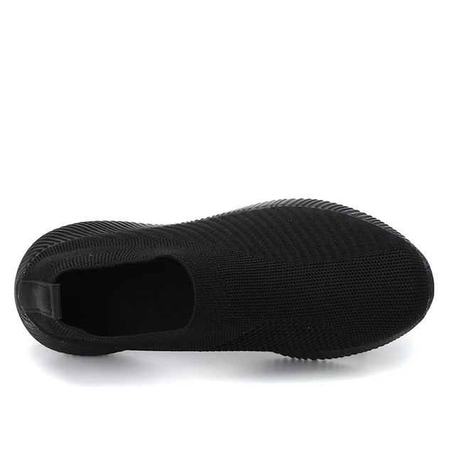 Baskets en maille tissée volante pour femmes, chaussures plates à enfiler, marche, sport, course à pied, tennis, document solide, mode – Image 5