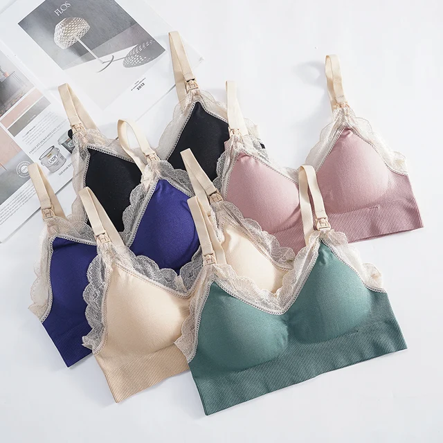Soutien-gorge d'allaitement sans fil, grande taille, ouvert devant, dentelle douce, respirant, sans couture, soutiens-gorge d'allaitement, soutien maternel, enceinte – Image 6