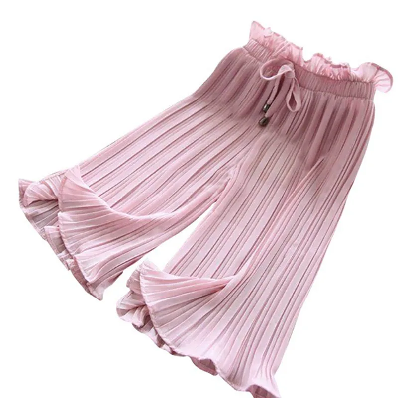 Pantalon à jambes larges en dentelle pour fille, vêtement d'été respirant pour enfant de 2 à 10 ans, neuf points