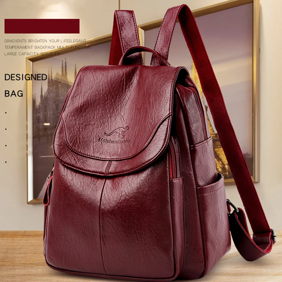 Dames Bookbag sac à dos femmes grande capacité sac à dos sacs à main de haute qualité en cuir femme Vintage sac sacs d'école voyage sac à dos