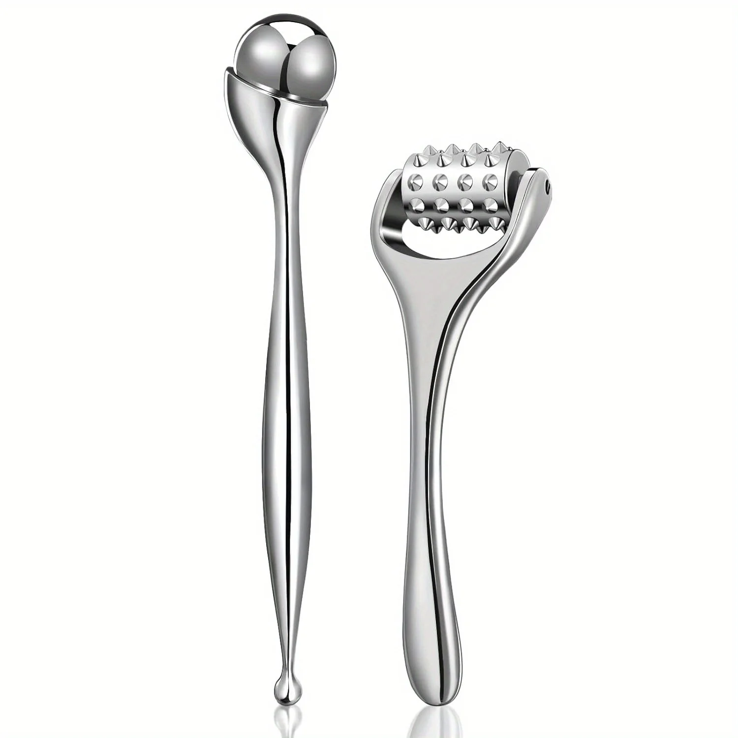 Masseur oculaire et rouleaux de visage en acier inoxydable, outil de massage du visage pour poches, sacs oculaires, idéal pour les soins du visage quotidiens, masseur corporel