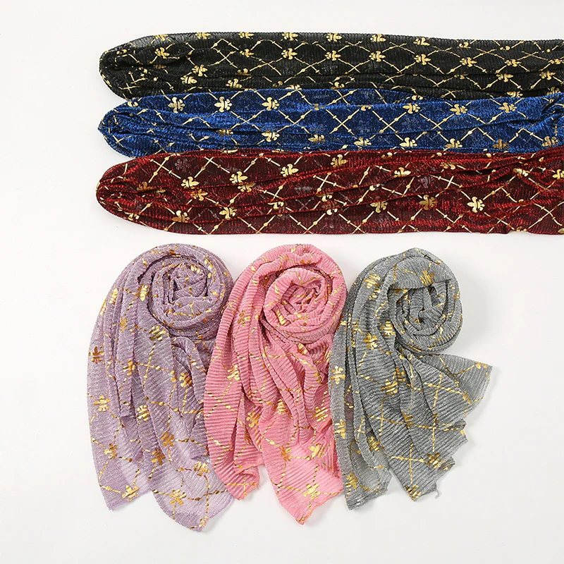 Foulard Hijab Musulman en Mousseline de Soie pour Femme, Long Tissu à Paillettes, Tête Ronde, Voile Jersey