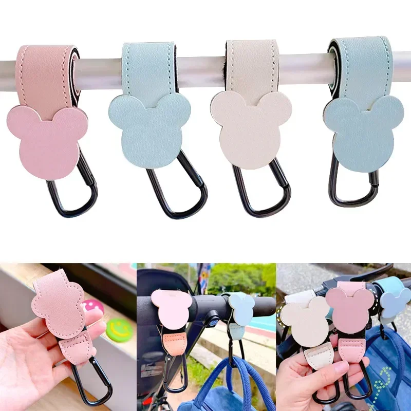 1/2 pièces bébé poussette crochets Clips PU cuir rotatif chariot organisateur landau crochet landau rotation 360 degrés poussette accessoires