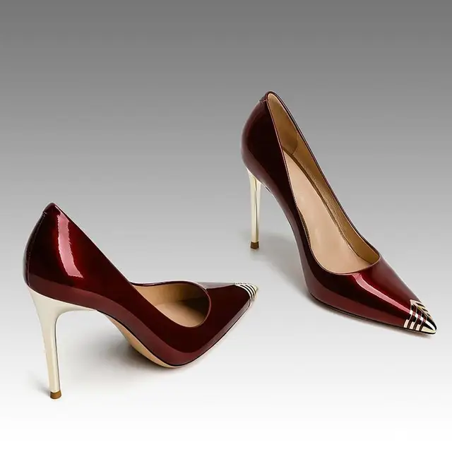 Nouvelles chaussures pour femmes polyvalentes pointues et fines à talons hauts noirs, bordeaux, pour la maison et le bureau, sexy – Image 2