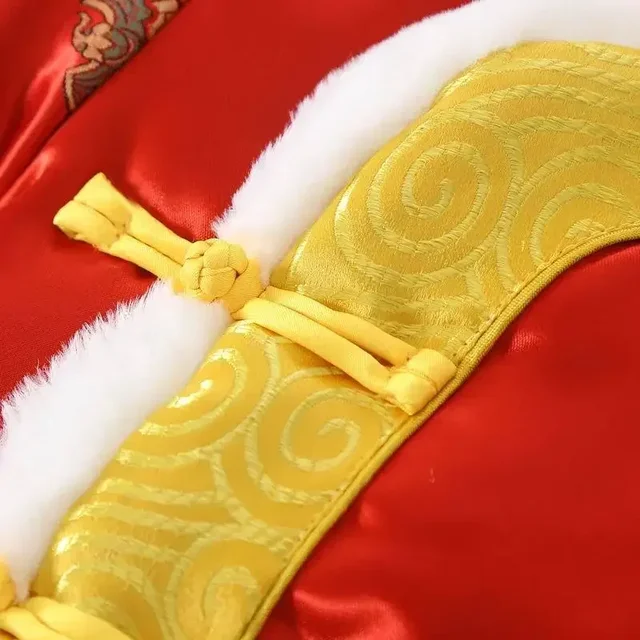 2024NEW Chinese Traditional Tang Suit For Baby New Year Outfit Hanfu Winter Dragon Print Jacket Pants Full Moon Birthday Gift – Image 5