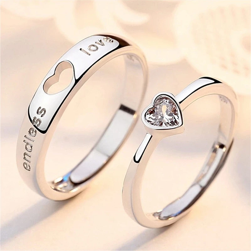 Ensemble de matiques de couple assorties pour hommes et femmes, bague de mariage d'amour sans fin pour toujours, bijoux de charme, 2 pièces