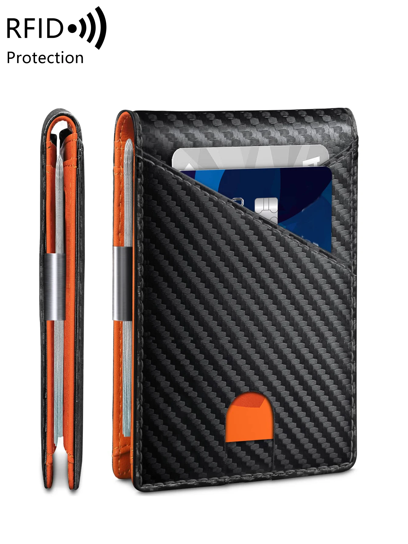 Portefeuille minimaliste pour hommes, brosse antivol RFID, double pli, poche avant croisée, porte-carte portable, portefeuille multifonctionnel pour 12 cartes