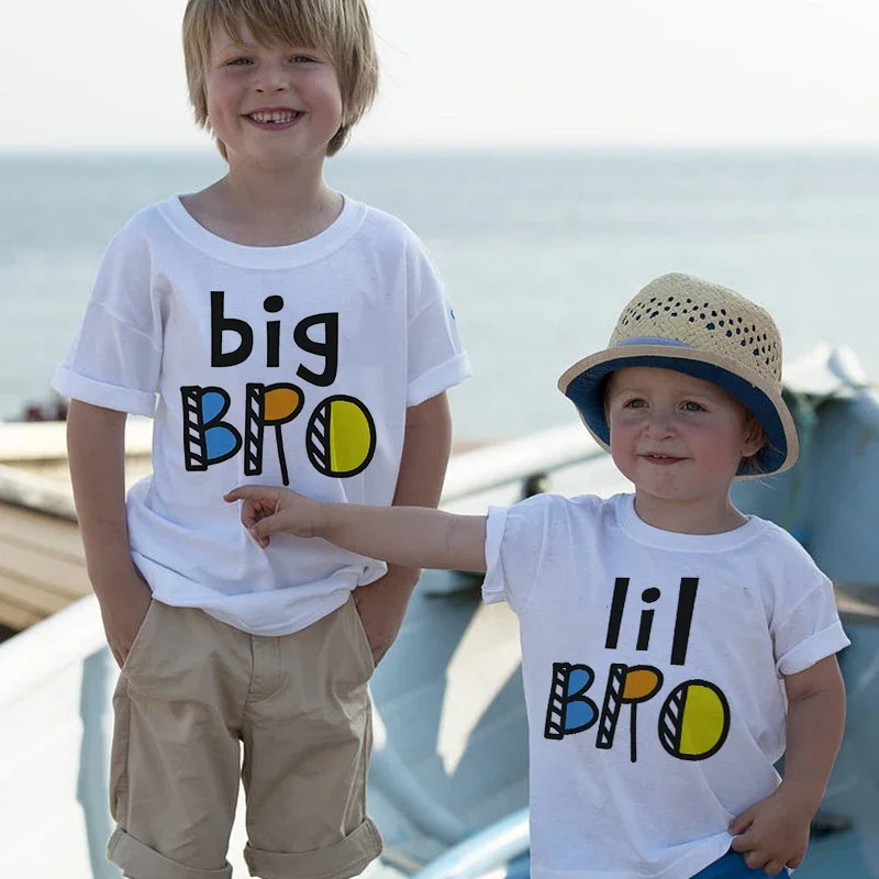 Économie assortis pour la famille Lil Bro, t-shirt imprimé dessin animé pour enfants, t-shirt à manches courtes pour garçons, vêtements pour enfants, tenue d'été