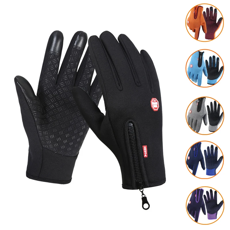 Gants de moto imperméables en velours pour hommes et femmes, gants de sport de plein air pour hommes, gants de course chauds, mitaines de ski, toucher froid, nouveau, hiver