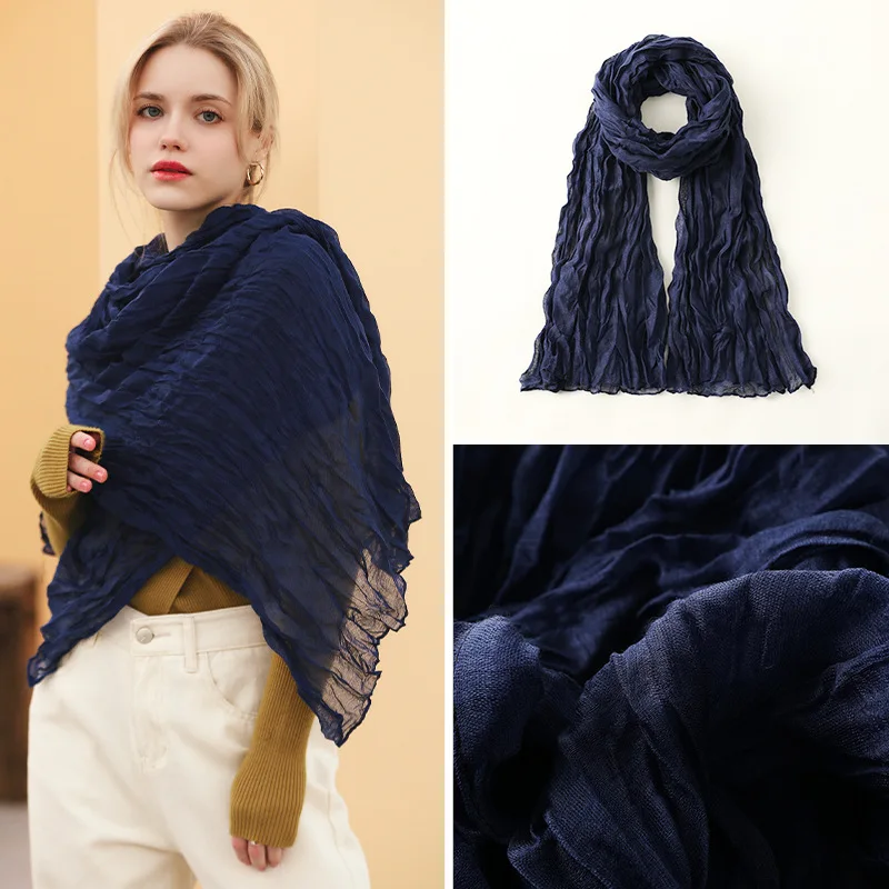 Foulard de Styliste en Coton Pur pour Femme, Bandana Hijab, Châle Enveloppant, Pashmina, 25 Couleurs