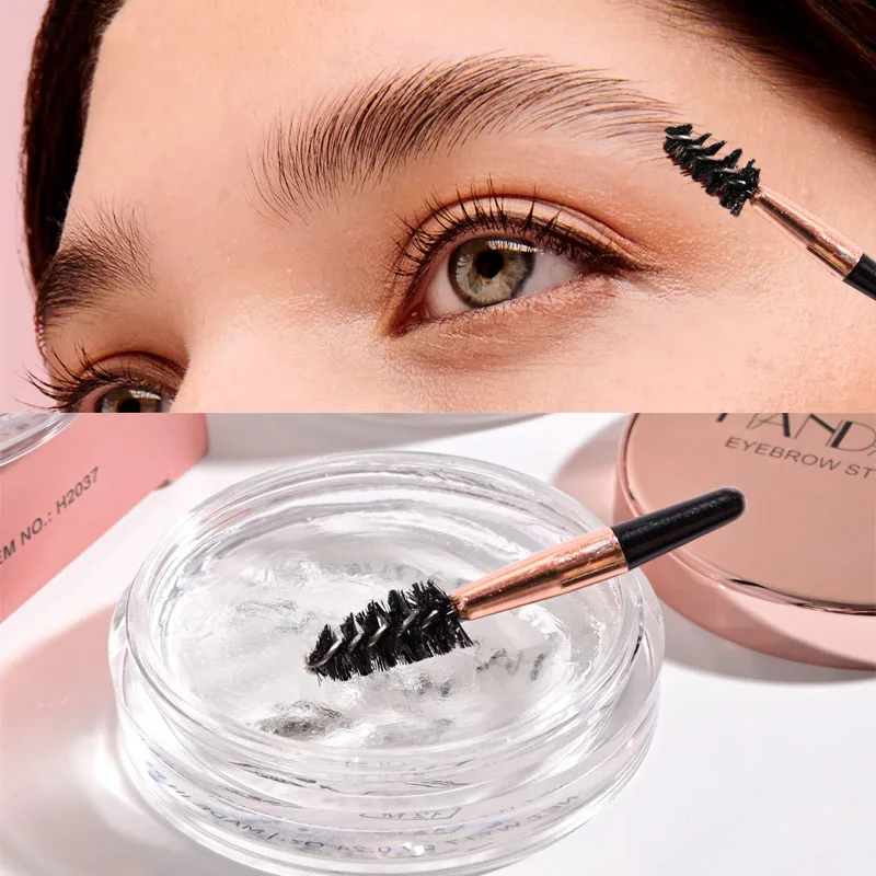 Pommade transparente pour sourcils, savon coiffant, Gel naturel, fixateur de cire avec brosse pour femmes, cosmétiques, maquillage