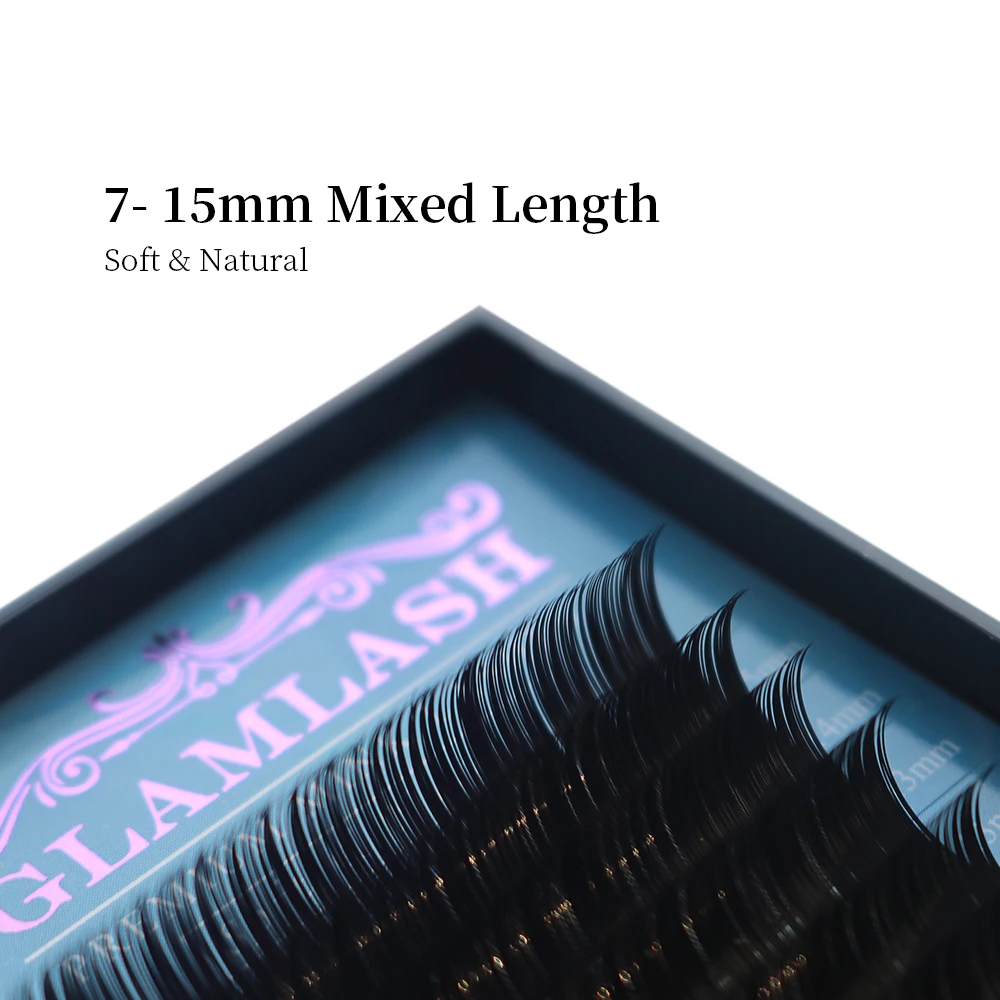 GLAMLASH Mix 7 ~ 15mm 16 lignes JBCDLLU Curl extension de cils naturels vison extension de faux cils individuels maquiagem cilios