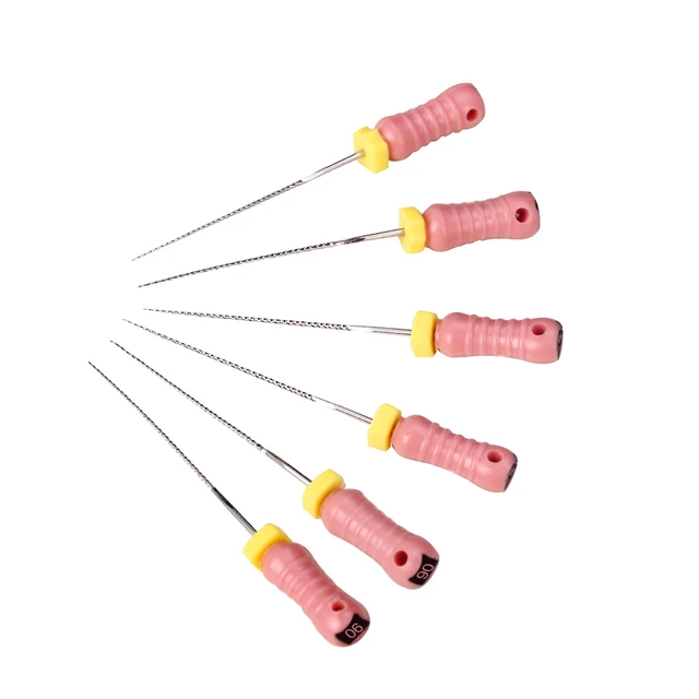 AZDENT – fichiers dentaires à usage manuel, 21/25mm/31mm, en acier inoxydable, pour Canal radiculaire endodontique, outils de dentiste, laboratoire, 6 pièces/paquet – Image 4