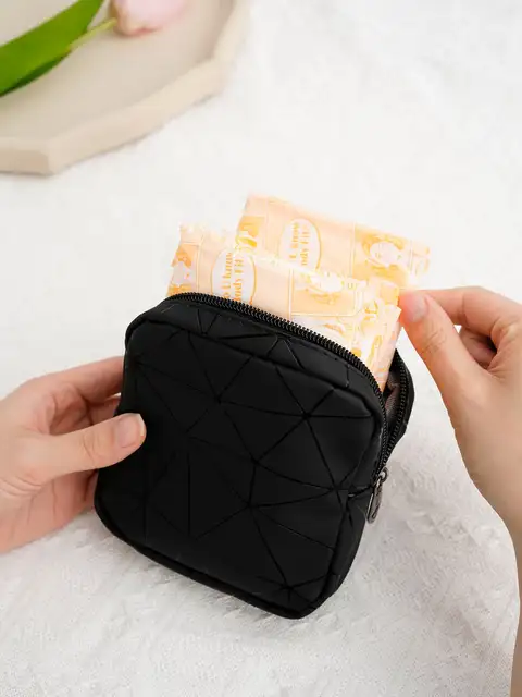 Trousse à cosmétiques pour femmes, porte-monnaie, trousse de maquillage, trousse de rangement pour tampons, trousse à serviettes hygiéniques, trousse à serviettes hygiéniques pour étudiants, essentiels pour dortoir universitaire – Image 2
