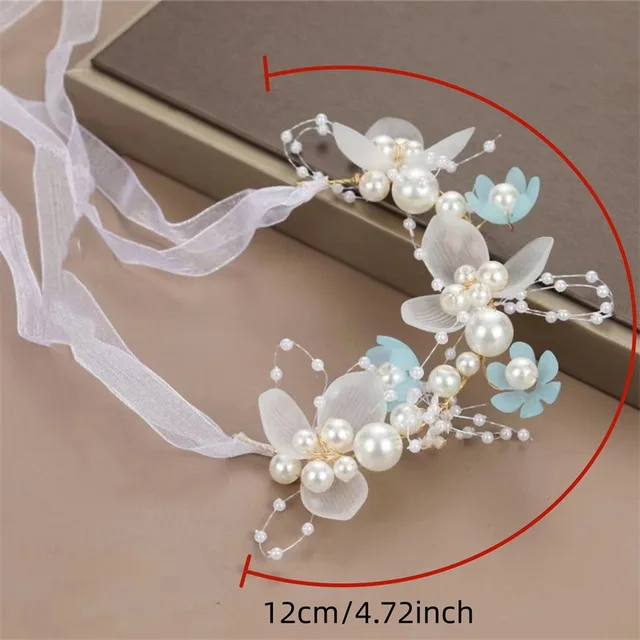 Bandeau élégant pour filles, imitation de perles, coiffure pour bébés filles, couronne de fleurs, guirlande de mariée, cerceau de tête, bandeaux de mariage – Image 6