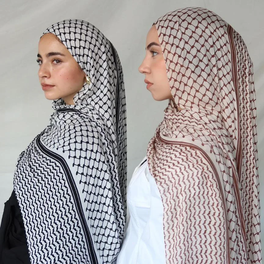 180*70 cm moyen-orient Islam arabe Keffiyeh musulman Hijab écharpe impression mousseline de soie Palestine Hijab tête cou foulards Musulman Hijabs