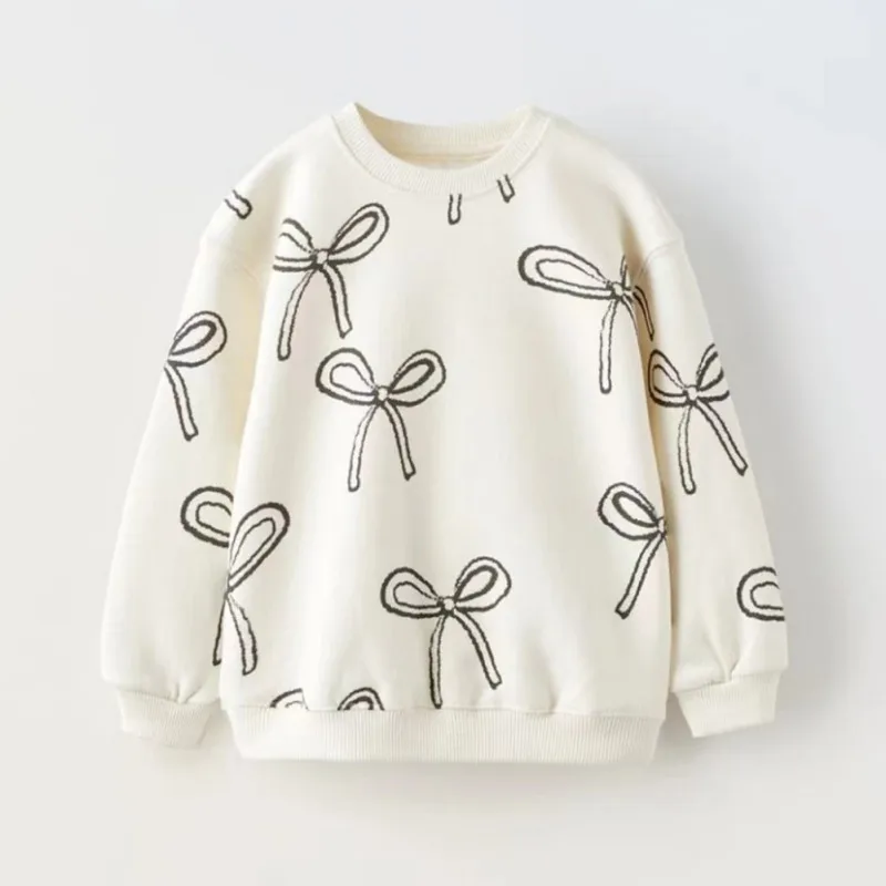 Sweat-shirt à manches longues pour filles, 1-8T, motif de voilier avec nœud floral, vêtements pour enfants en bas âge, nouvelle collection automne printemps 2024