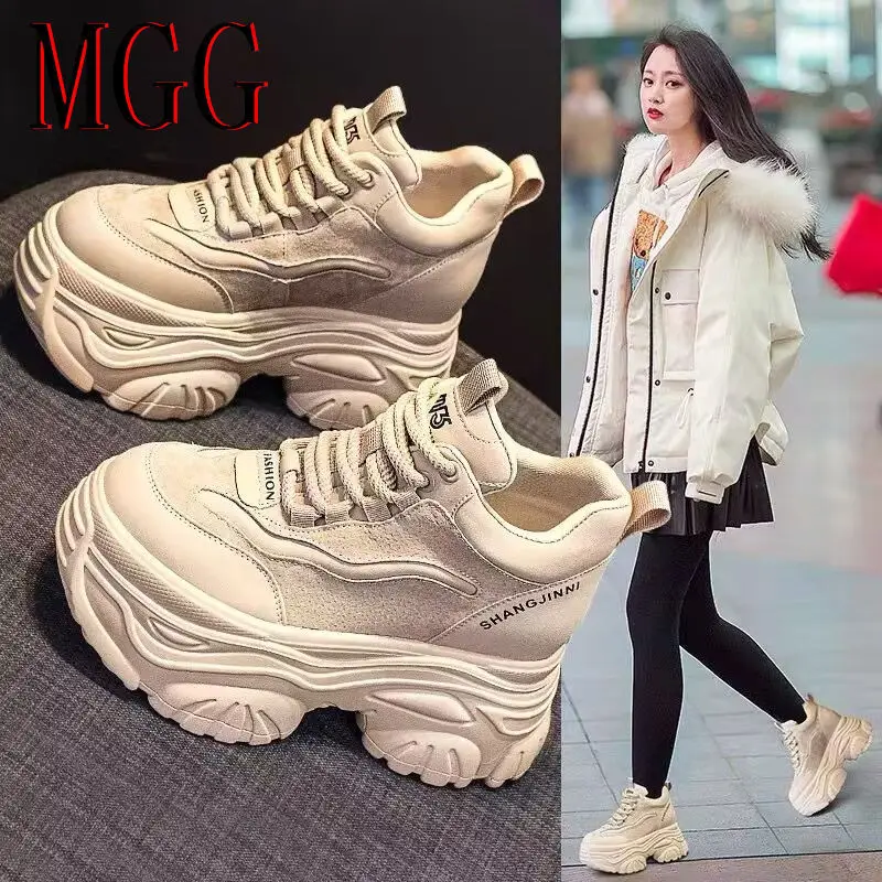 Chaussures de papa à semelles épaisses, nouveau Style avec hauteur accrue à l'intérieur, chaussures de sport rétro polyvalentes et imperméables pour femmes