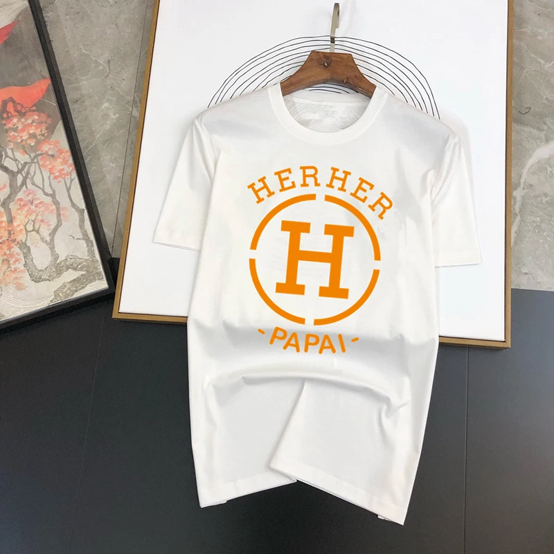T-shirt à manches courtes pour hommes et femmes, T-shirt imprimé 2024 coton, Haut de gamme, Tendance de la mode, Nouvelle marque, Été, 100%