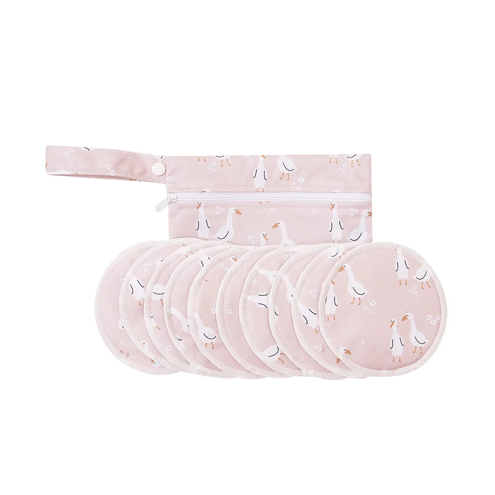 Mod yFlute-Coussretours d'Allaitement en Polyester Recyclé, Lavable et Réutilisable, avec Sac de Support Absorbant, Imperméable, pour Maman, 10 Pièces
