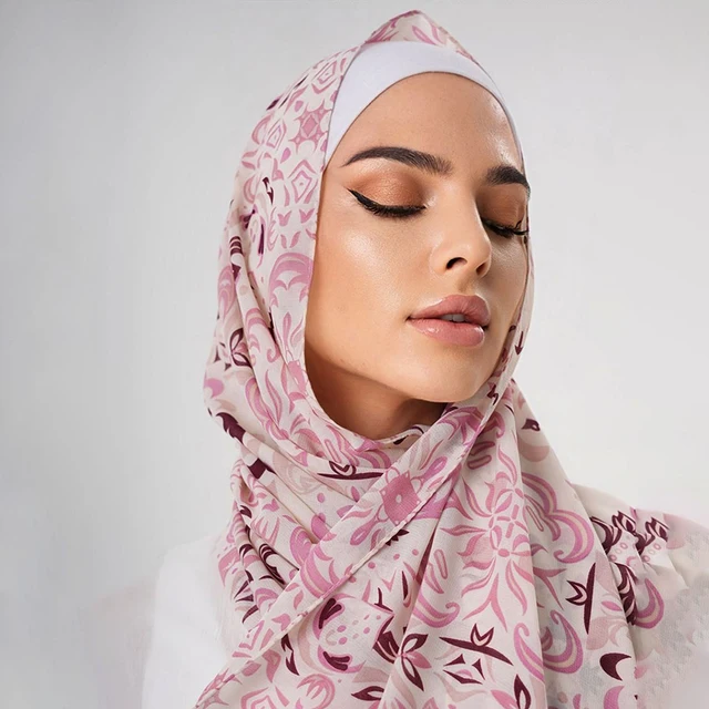 Écharpe Hijab en Mousseline de Soie Imprimée pour Femme, Châle Floral, Écharpe de Sauna, Foulard Musulman Bufanda, Fournisseur de Châles Islamiques – Image 2