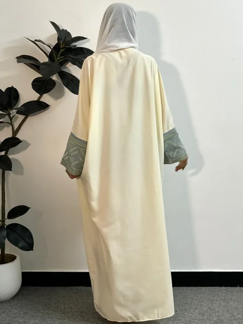 Robe de prière brodée à manches longues pour femmes, caftans musulmans, longueur maxi, robes de ramadan, vêtements islamiques, abaya musulmane, jilbabs – Image 6