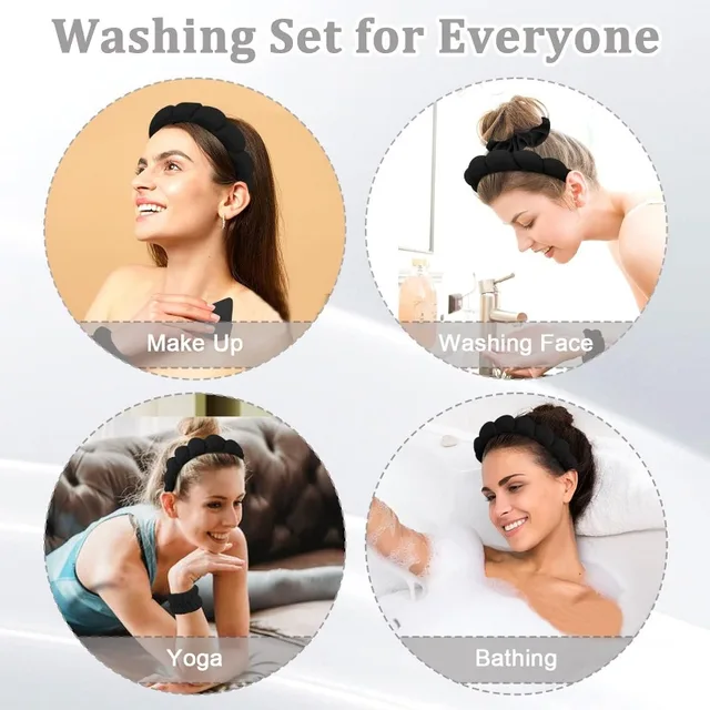 6 pièces bandeau Spa pour laver le visage soins de la peau bandeaux et bracelets bandes de cheveux Clips ensemble pour la beauté des cheveux du visage – Image 6