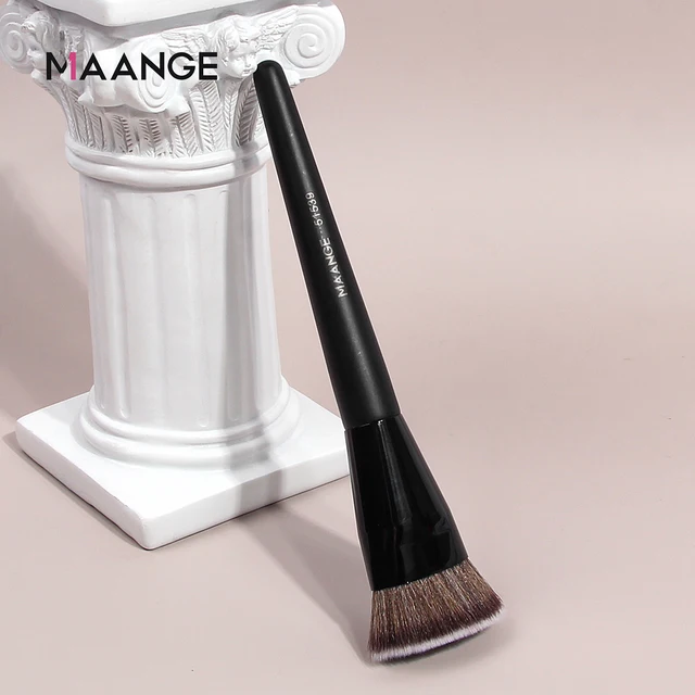 MAANGE-Brosse à fond de teint à tête plate avec boîte, pinceau à fond de teint simple, tube plat et rond, correcteur de fard à joues en poudre, outil de maquillage doux pour la peau – Image 2