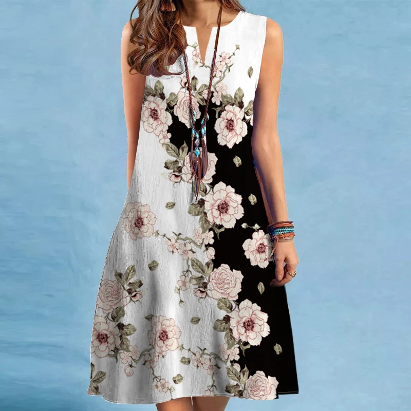 Robe transfrontalière européenne et américaine pour femmes, col en V, fibre sexy, imprimé, grand ourlet, commerce extérieur, nouveau, 2024